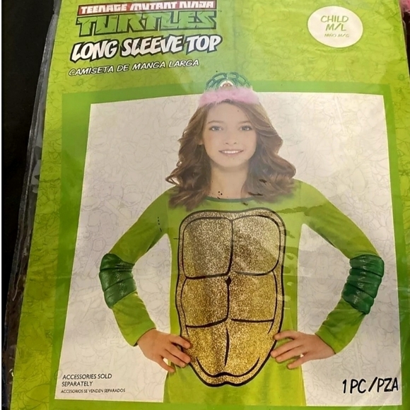 NWT Ninja Turtle Long Sleeve Top Girl's Child Medium Large M/L Hero 90's Movie - Picture 1 of 6